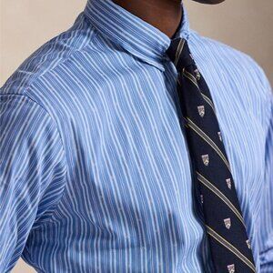 Polo Ralph Lauren Custom Fit Striped Dobby Shirt - Fall Blue/White - Size 17